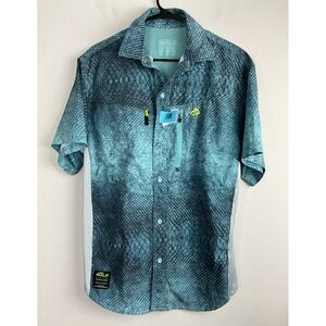 Loco‎ Skailz Men's Fishing Shirt M Blue Short Sleeve Vented Performance Outdoor